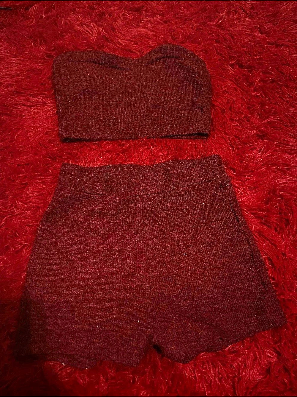 Red Knit Matching Set Like New